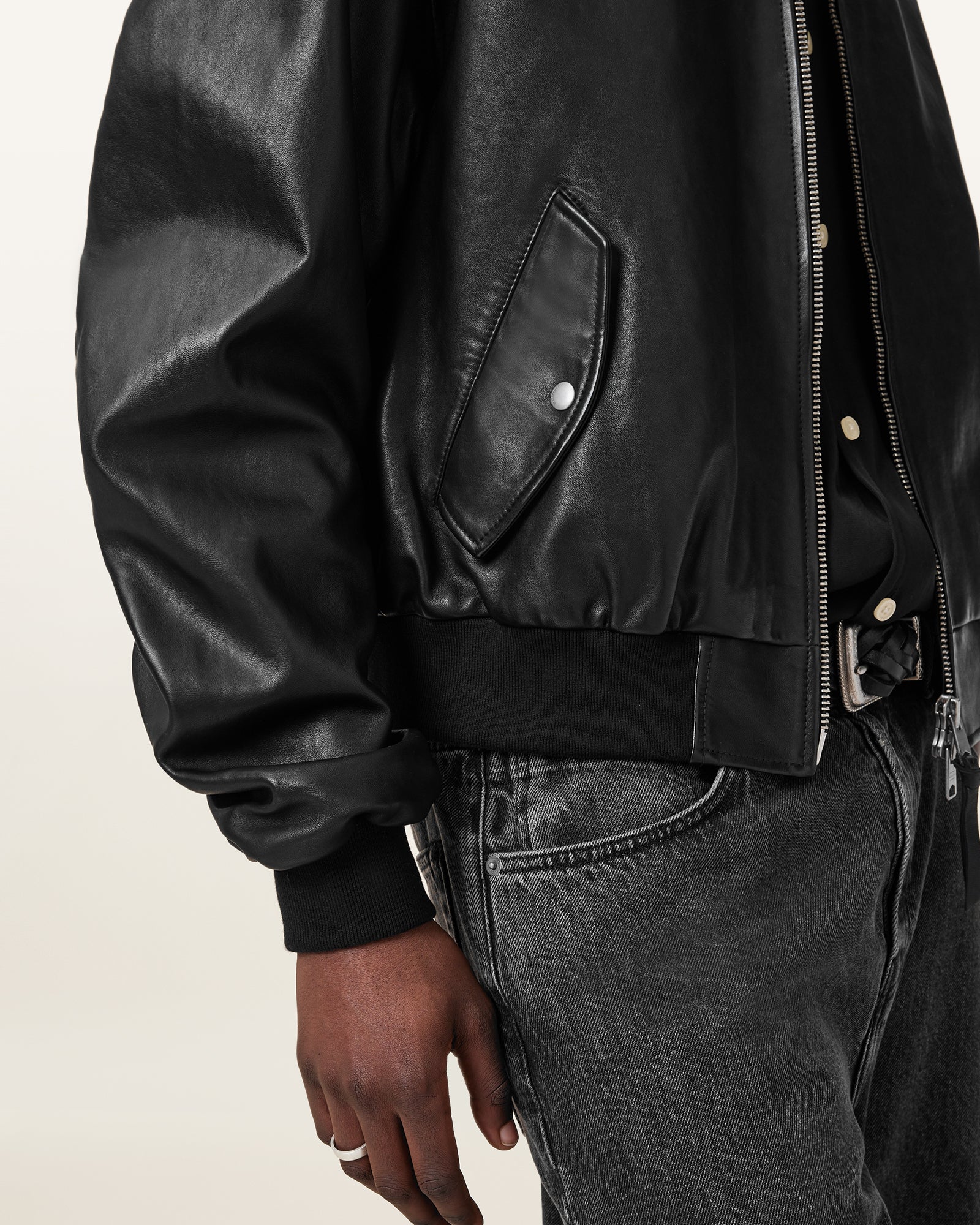 Marco Oversized Bomber Leather Jacket - Image 2