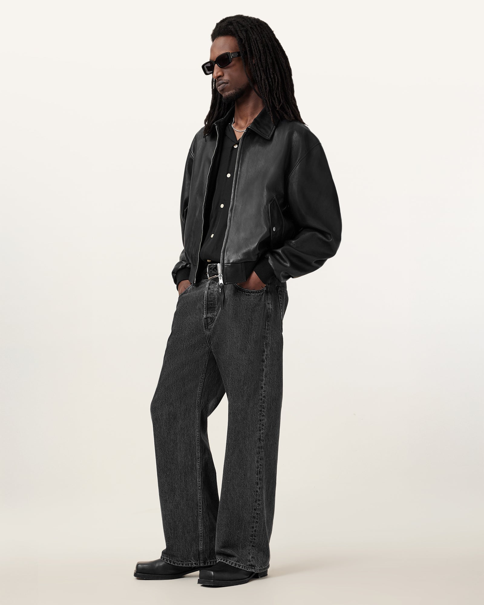 Marco Oversized Bomber Leather Jacket - Image 3