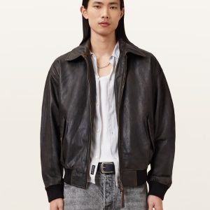 Marco Oversized Bomber Halton Leather Jacket