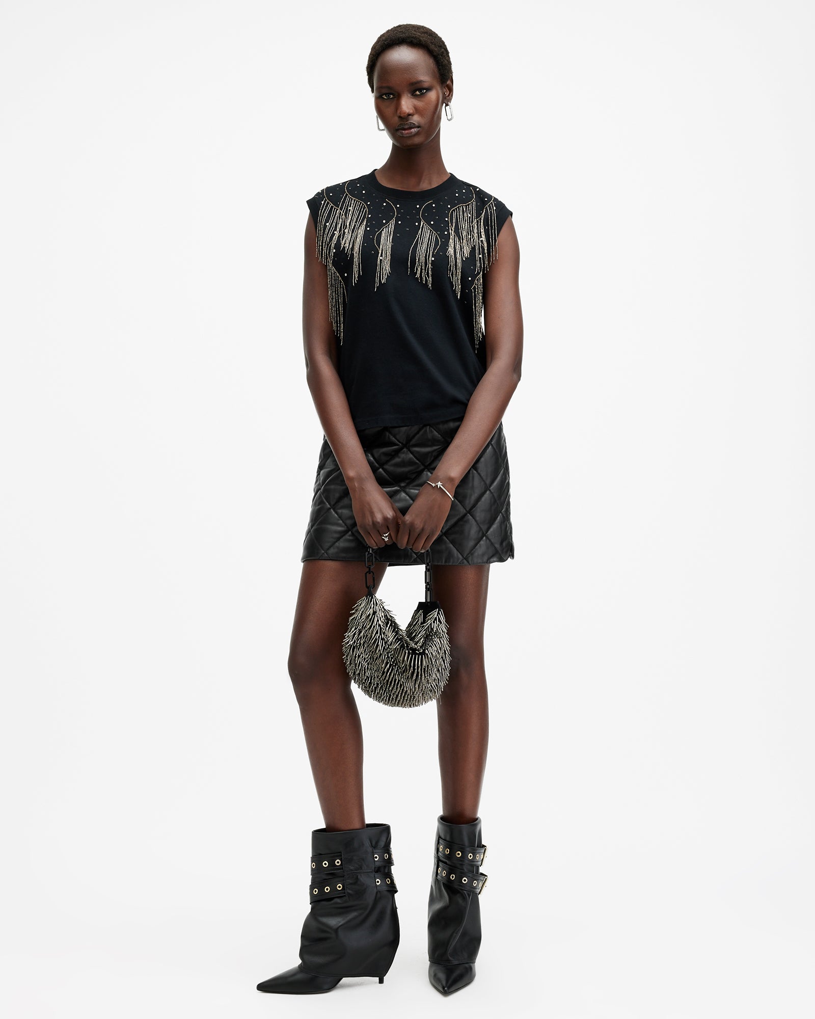 Ottie Quilt Leather Skirt - Image 4