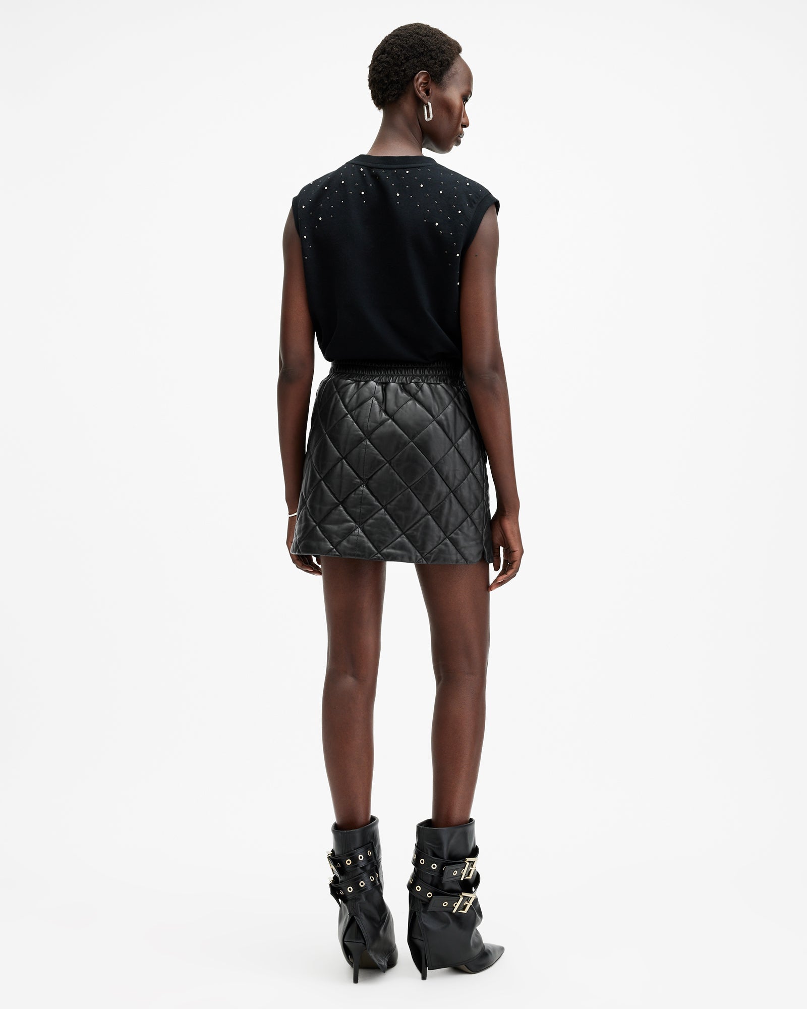 Ottie Quilt Leather Skirt - Image 6