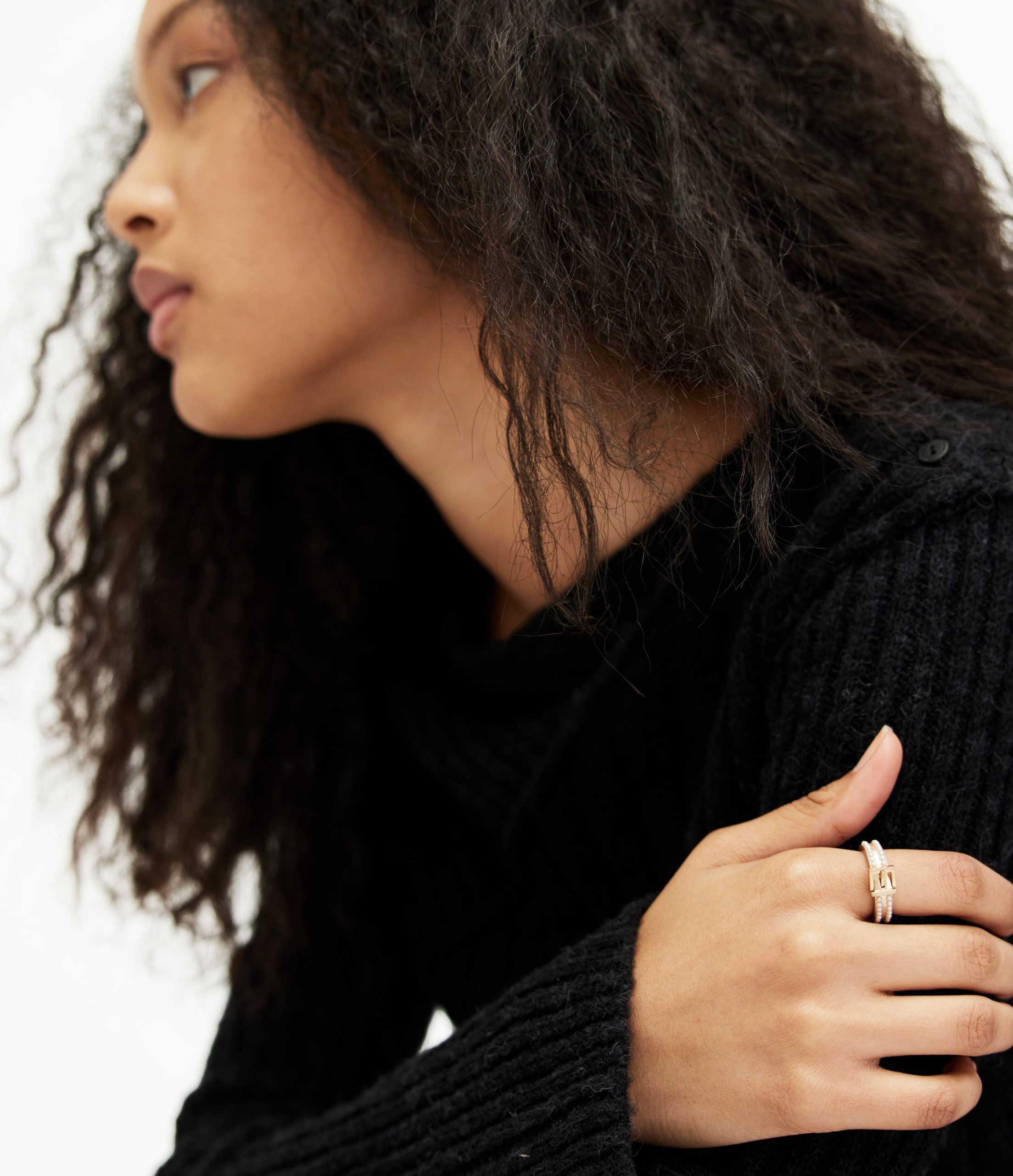 Brea Beaded Buckle Shape Ring