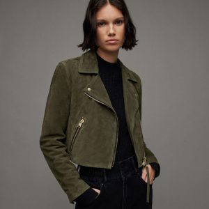 Suede Dalby Crop Biker Leather Jacket