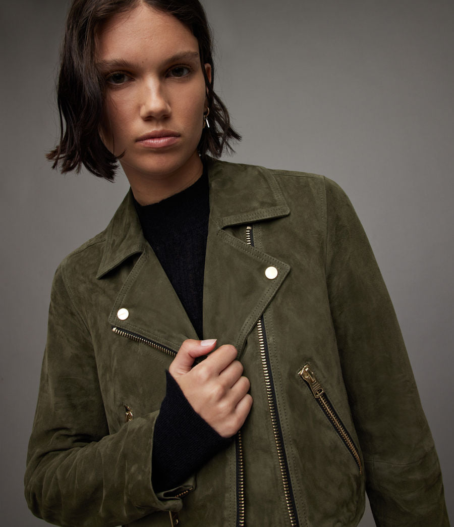 Suede Dalby Crop Biker Leather Jacket - Image 2