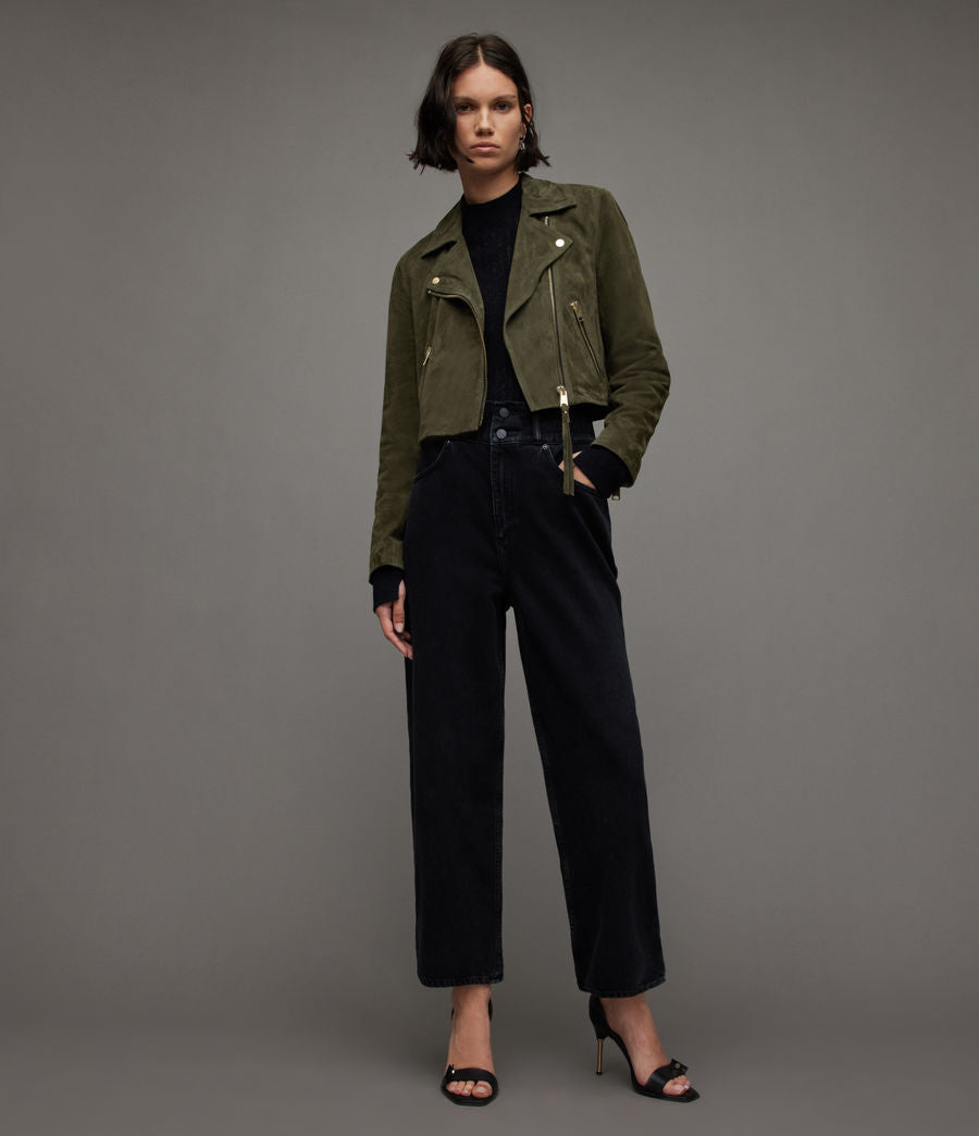 Suede Dalby Crop Biker Leather Jacket - Image 3