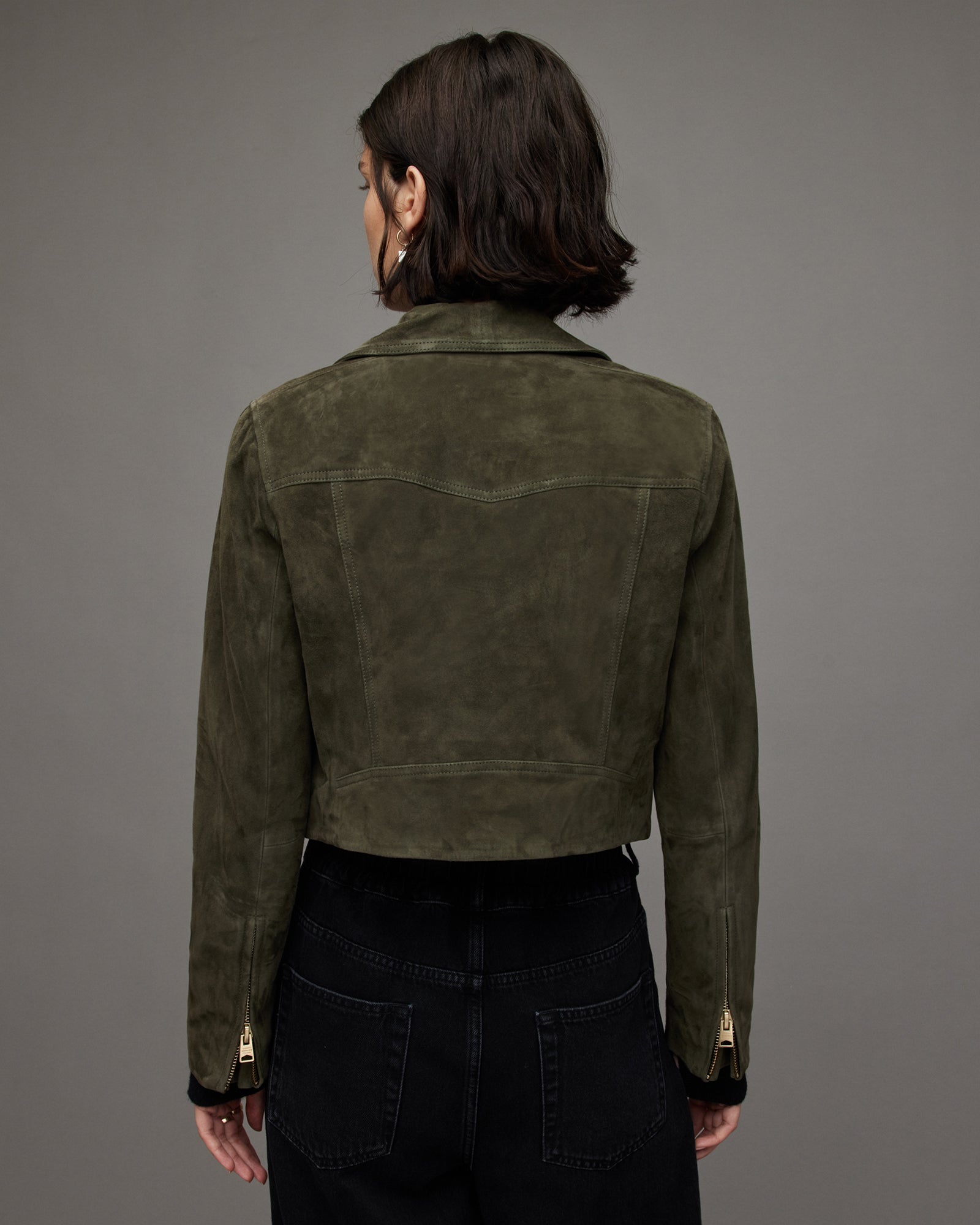 Suede Dalby Crop Biker Leather Jacket - Image 5